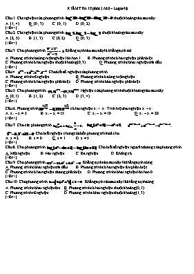 Kiểm tra 15 phút (mũ  logarit)